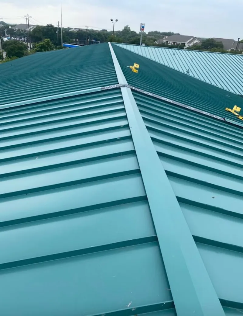Green commercial metal roof ridge and valley for Metal Roof Repair in Shawano